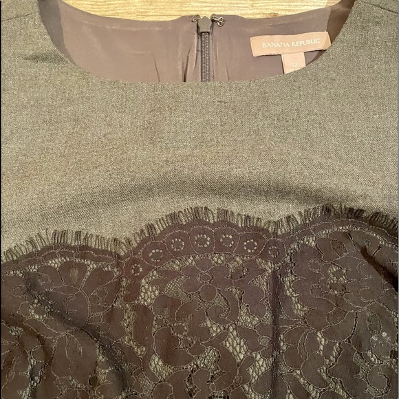 Host Pick!!! Banana Republic Dress Gray with Black Lace Overlay Size 12 - Picture 4 of 6